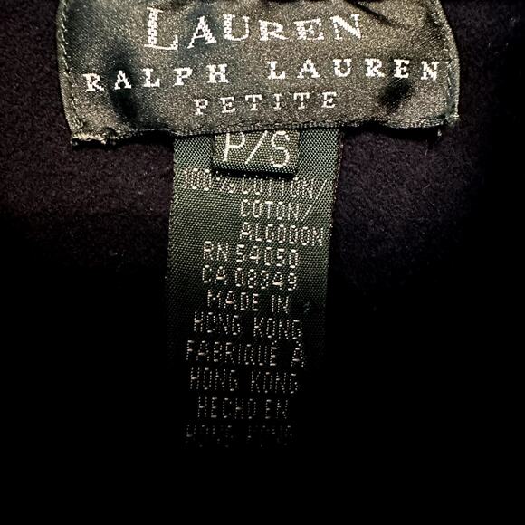 Vintage Lauren Ralph Lauren Overshirt Jacket 80s Cotton Full Zip Up Navy P/S - Picture 3 of 4